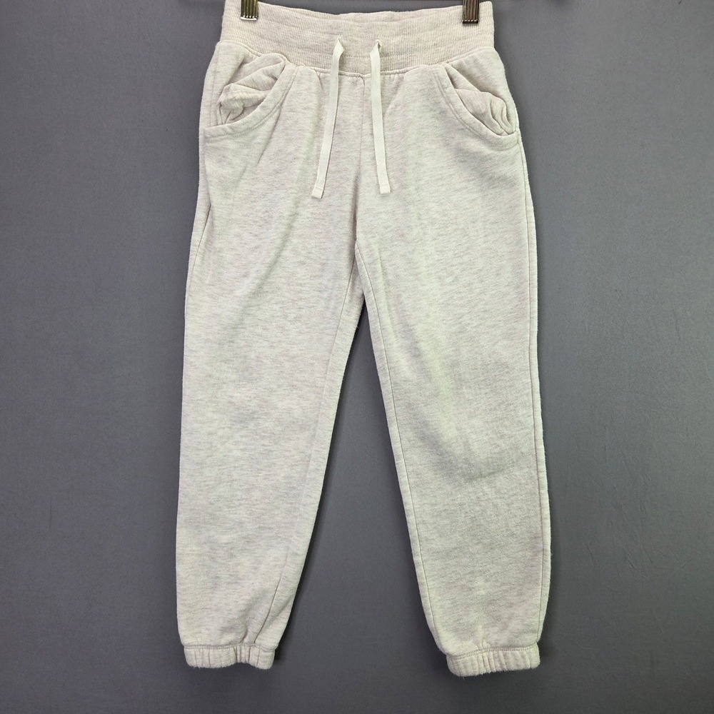 Cat & Jack Kids Fleece Joggers Size S 6/7 Oatmeal Cream Pockets Drawstring Pants